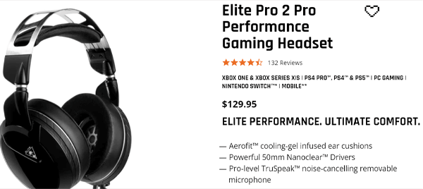 Turtle Beach Elite Pro 2 Performance Gaming Headset