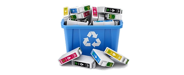 Cartridges in the recycling bin