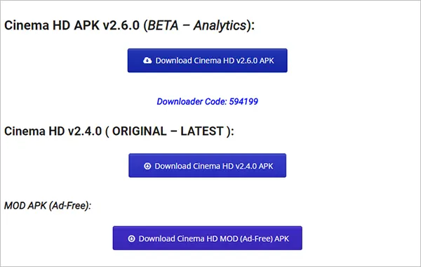 Select Download Cinema HD v2.4.0 APK