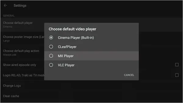 Select the Media Player