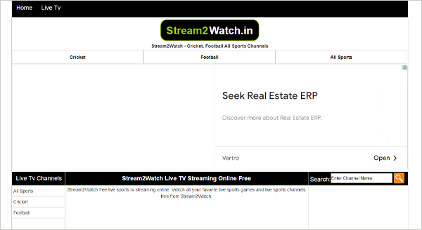 Stream2Watch Website Homepage