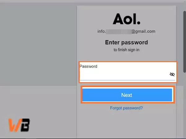 Enter the password and click on Next