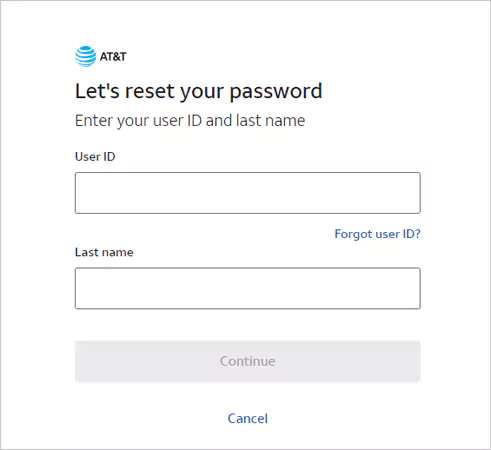 Reset password page